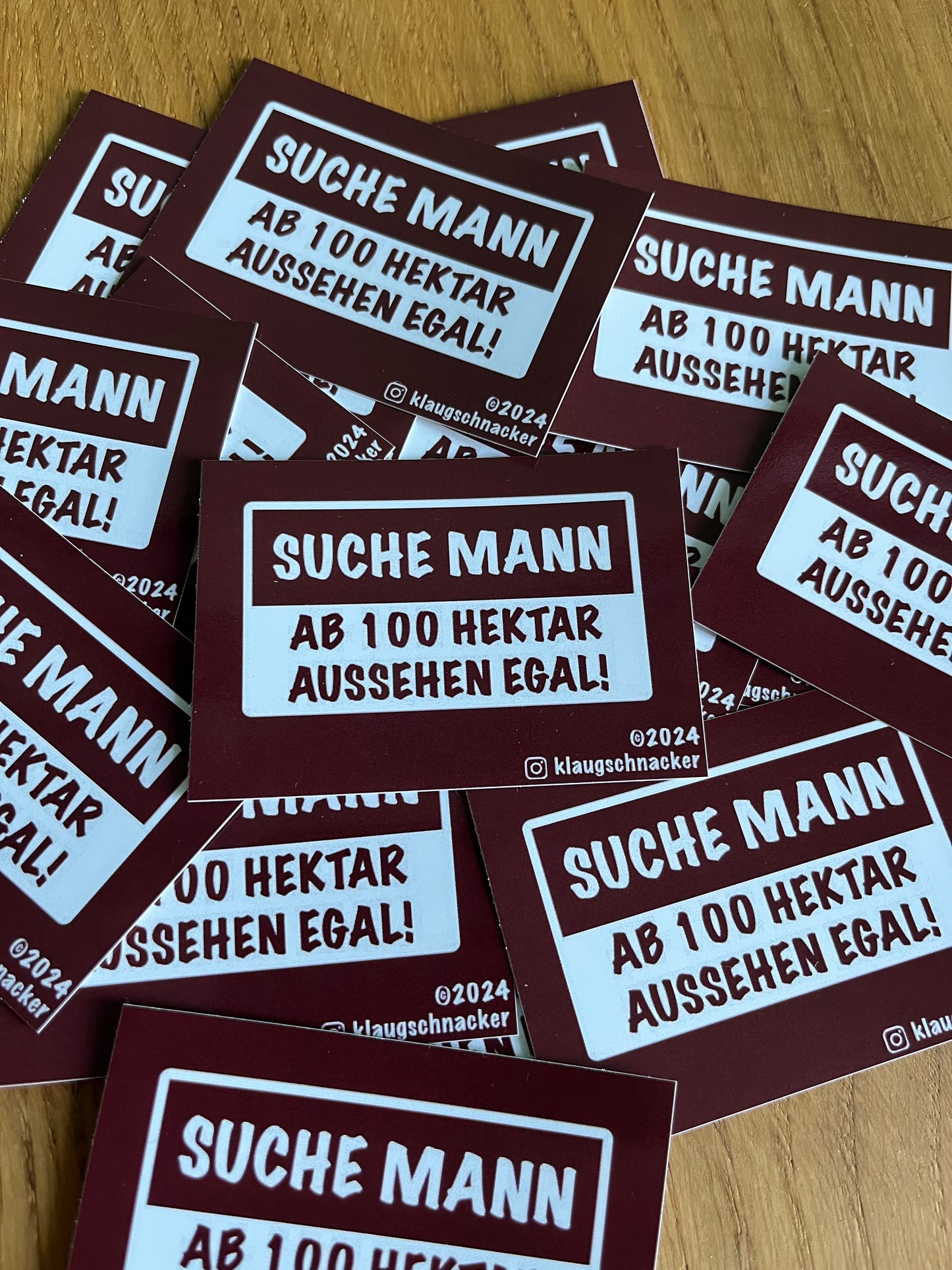 Sticker „Suche Mann - ab 100 Hektar aussehen egal"